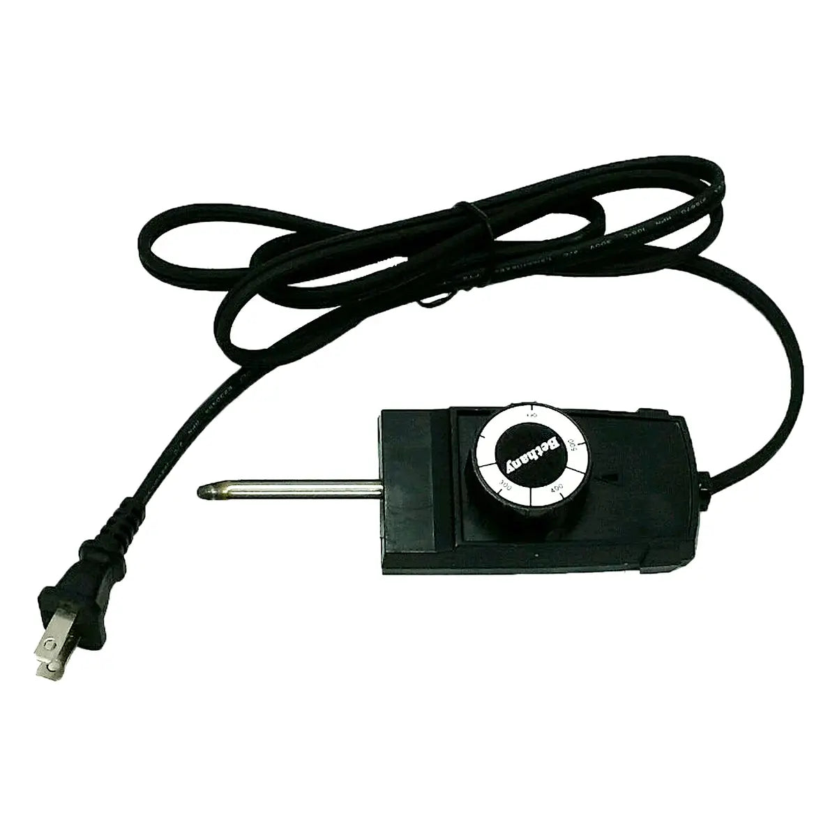 Close-up of a Bethany Housewares #800 Replacement Probe Control with an adjustable temperature dial and a 32-inch cord, designed for Heritage Lefse Grills.
