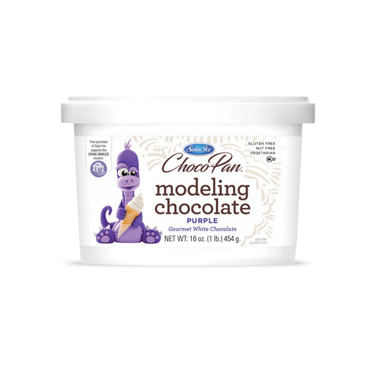 Satin Ice ChocoPan purple modeling chocolate tub, 16 oz, gourmet white chocolate.