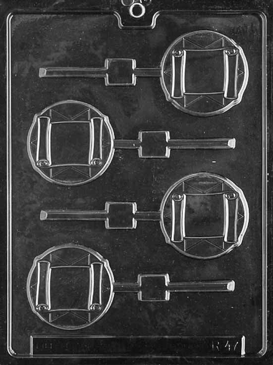 R047 TORAH SCROLL chocolate mold with cavity shaped like a Torah scroll featuring rolled ends.