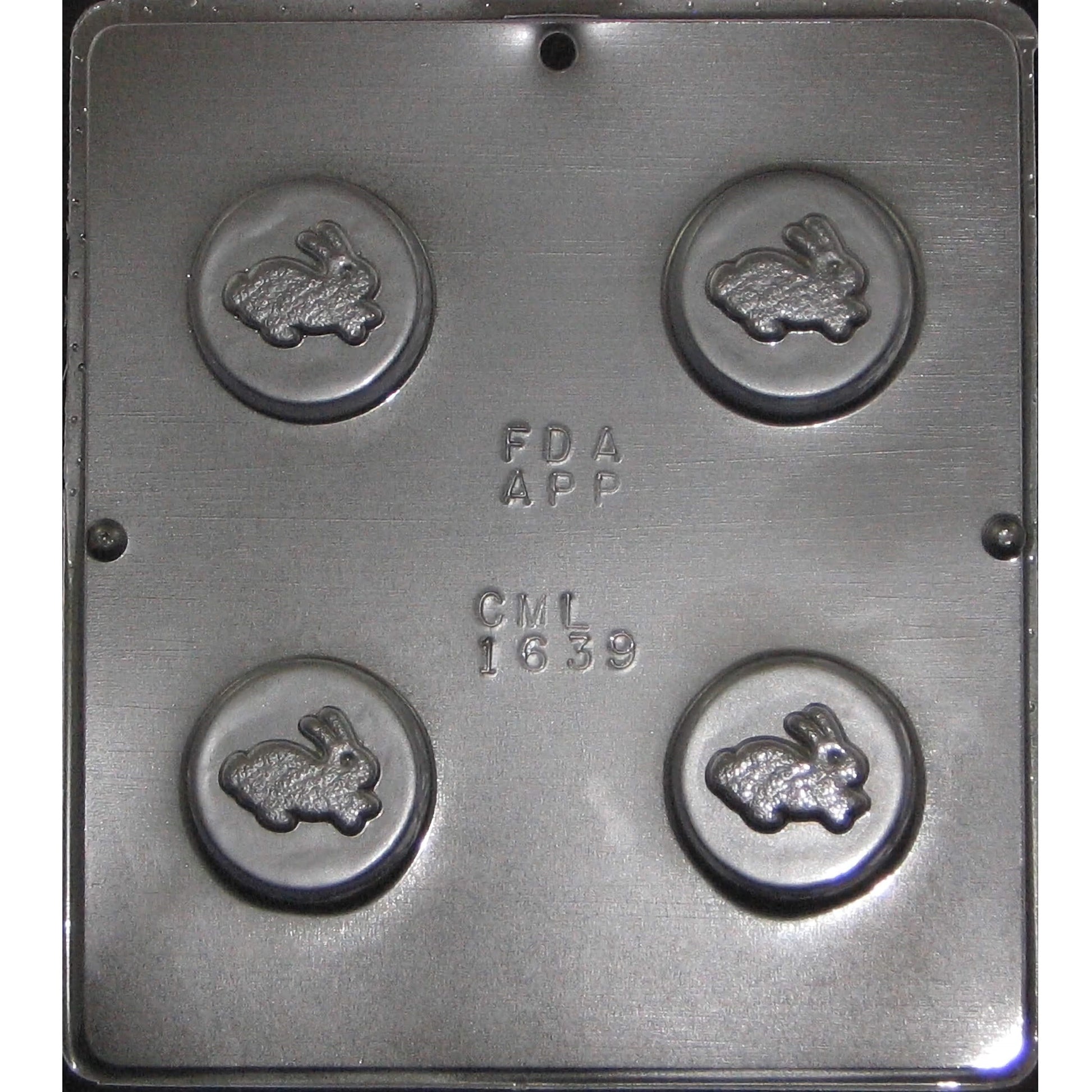 Rabbit-themed Oreo chocolate mold featuring four cavities with a bunny design, each cavity approximately 2.2 inches, perfect for making Easter-themed chocolate-covered Oreos.