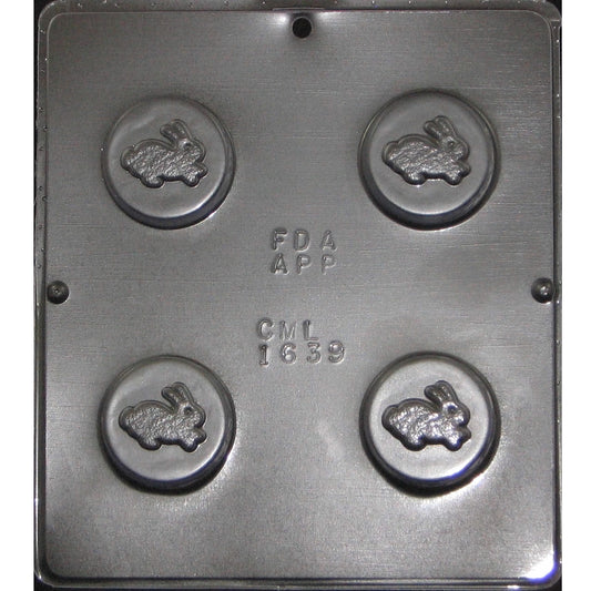 Rabbit-themed Oreo chocolate mold featuring four cavities with a bunny design, each cavity approximately 2.2 inches, perfect for making Easter-themed chocolate-covered Oreos.