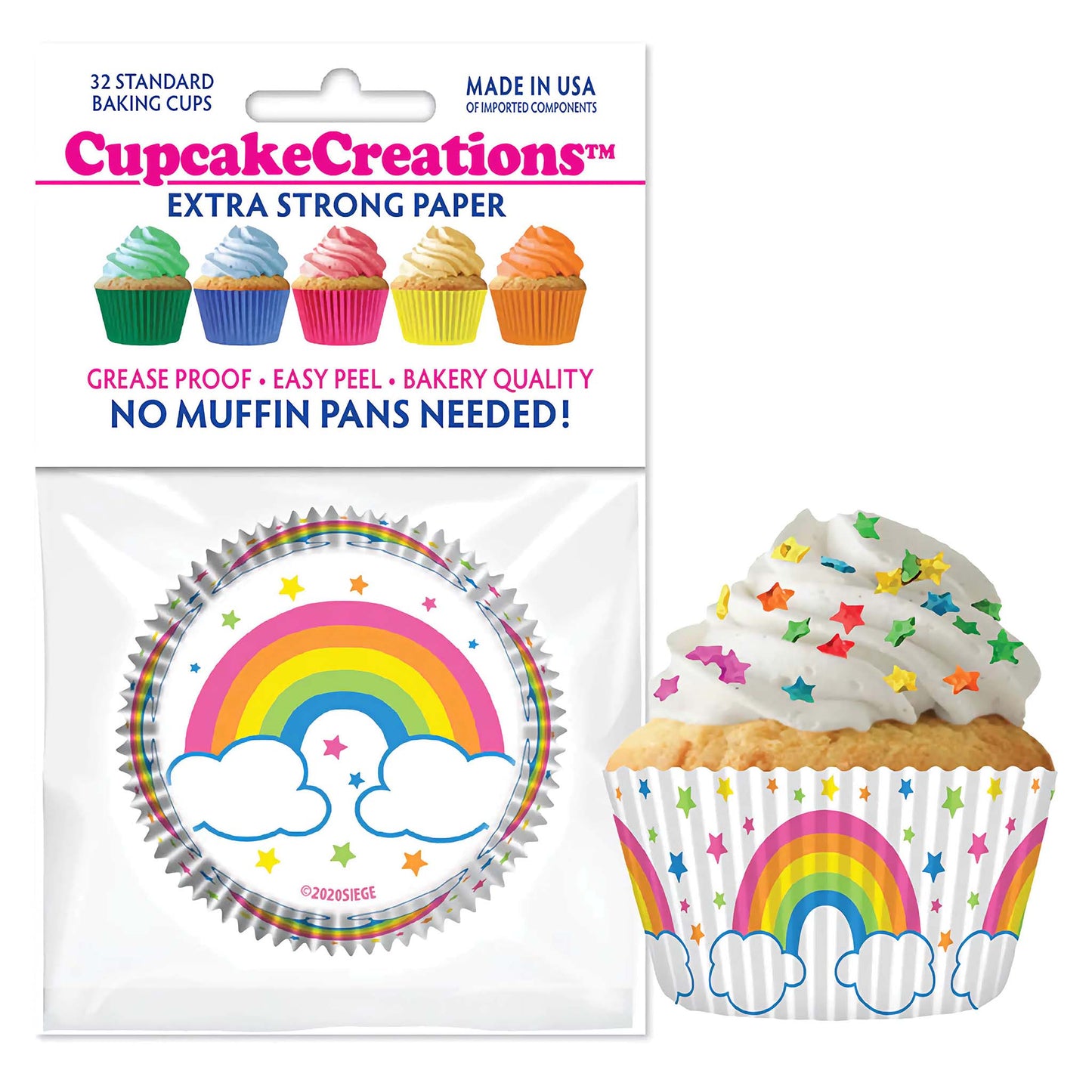 Rainbow Themed Standard No Pan Baking Cups