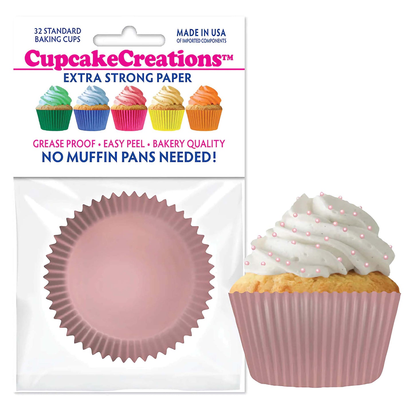 Solid Rose Gold Colored Standard No Pan Baking Cups