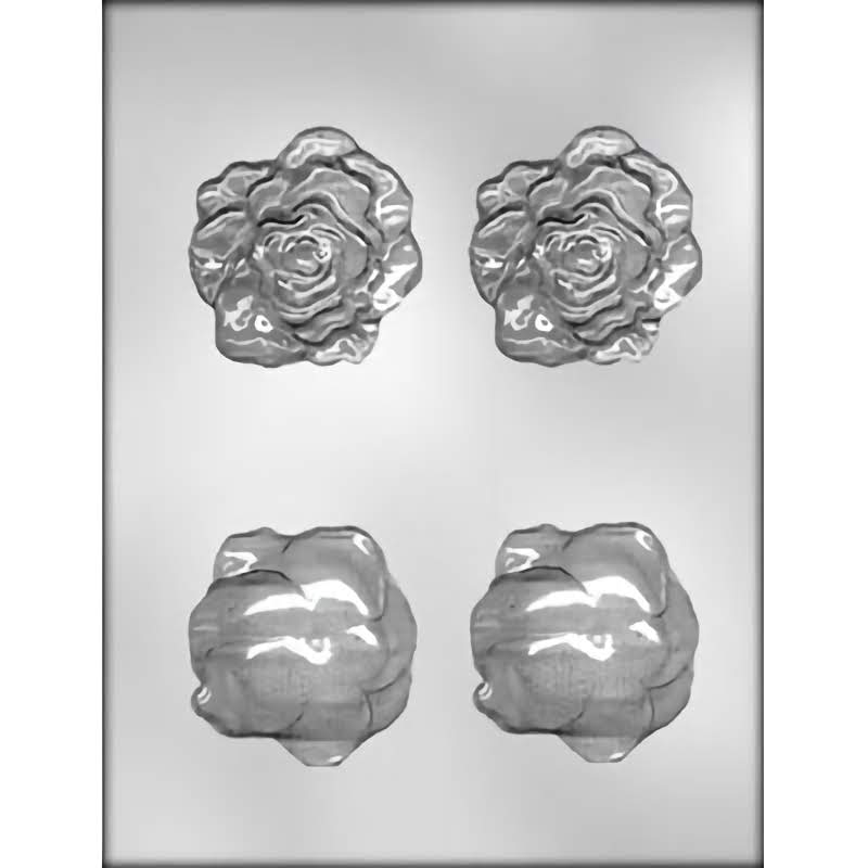 Rose Blossom 3D chocolate mold with four cavities, designed for making detailed rose-shaped chocolates and crafts.