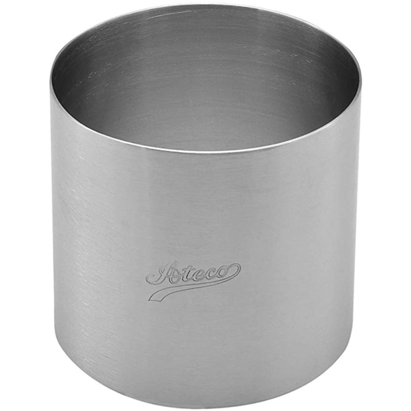 Ateco 3 1/8" x 3" Stainless Steel Ring Mold – Perfect for layered cakes, mousses, and plated dishes. Durable, seamless, and bottomless for easy food release.