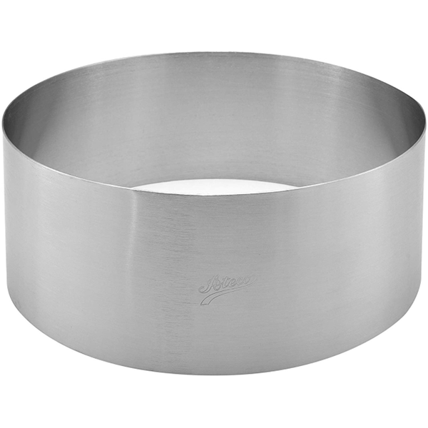 Ateco 7 7/8" x 3" Stainless Steel Ring Mold – Perfect for layered cakes, mousses, and plated dishes. Durable, seamless, and bottomless for easy food release.