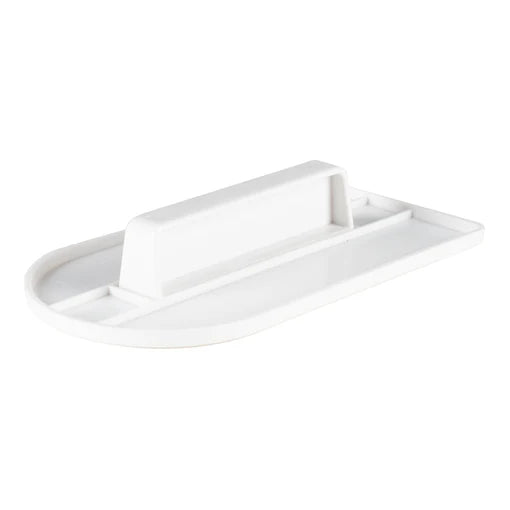 Side photo of Ateco 1301 Plastic Fondant Smoother with a rounded front and ergonomic handle for seamless cake decorating.