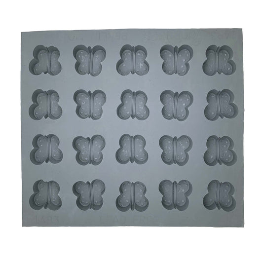 Full sheet of the Butterfly Rubber Mint Mold showing 20 butterfly-shaped cavities, ideal for creating whimsical chocolates, fondant, or cream cheese mints.