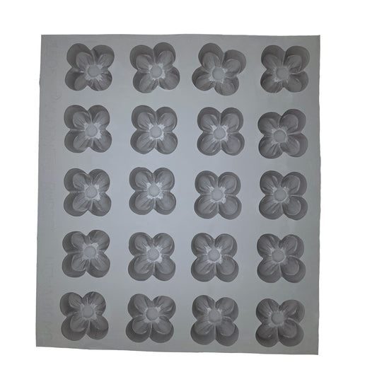 Full tray of the Small Dogwood Flower Rubber Mint Mold featuring 20 flower-shaped cavities designed for molding detailed dogwood mints or fondant decorations.