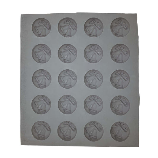 Full sheet of the Wedding Bells Rubber Mint Mold with 20 round cavities, ideal for crafting elegant wedding or celebration-themed cream cheese mints.