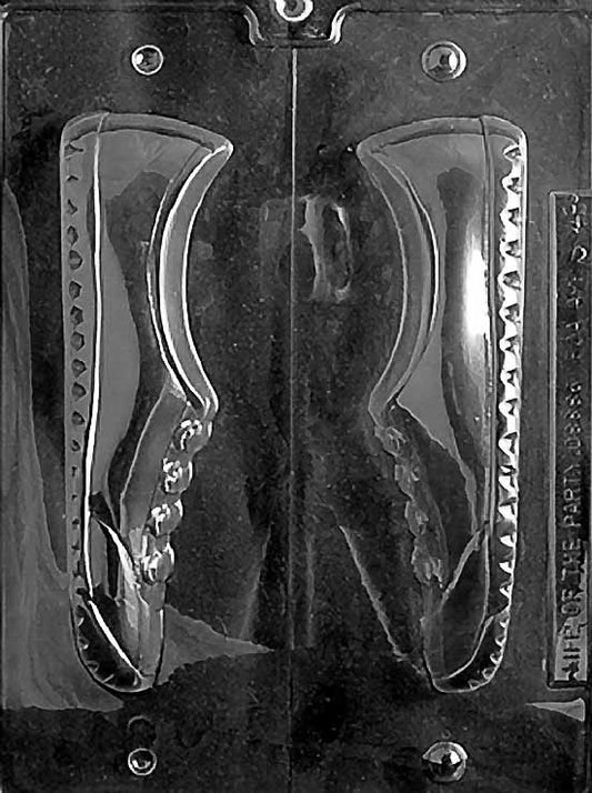 3D SNEAKER chocolate mold with full shoe cavity showing lace holes and tread texture; deep clear mold.