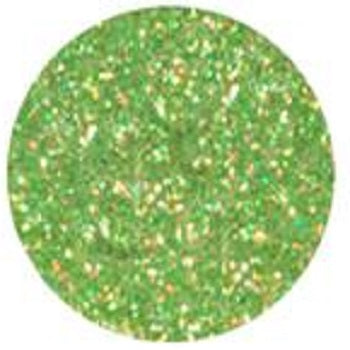 Close-up of light green Galaxy Glitter Dust in a circular frame, packed with citrusy sparkle and subtle golden flecks.