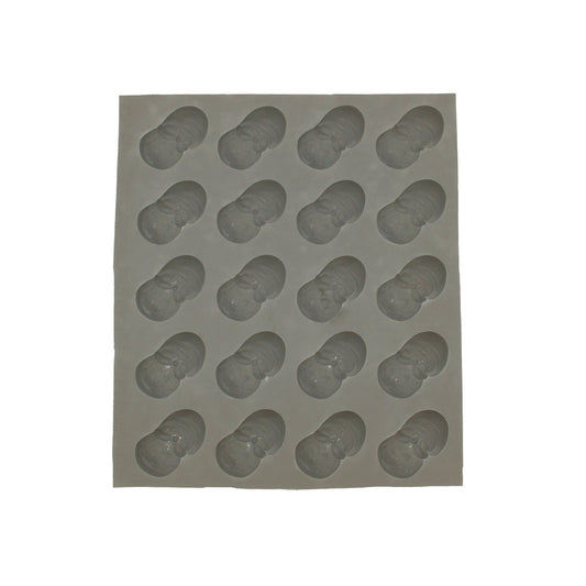 Full sheet of Santa face molds with 20 cavities for holiday-themed cream cheese mints and chocolates