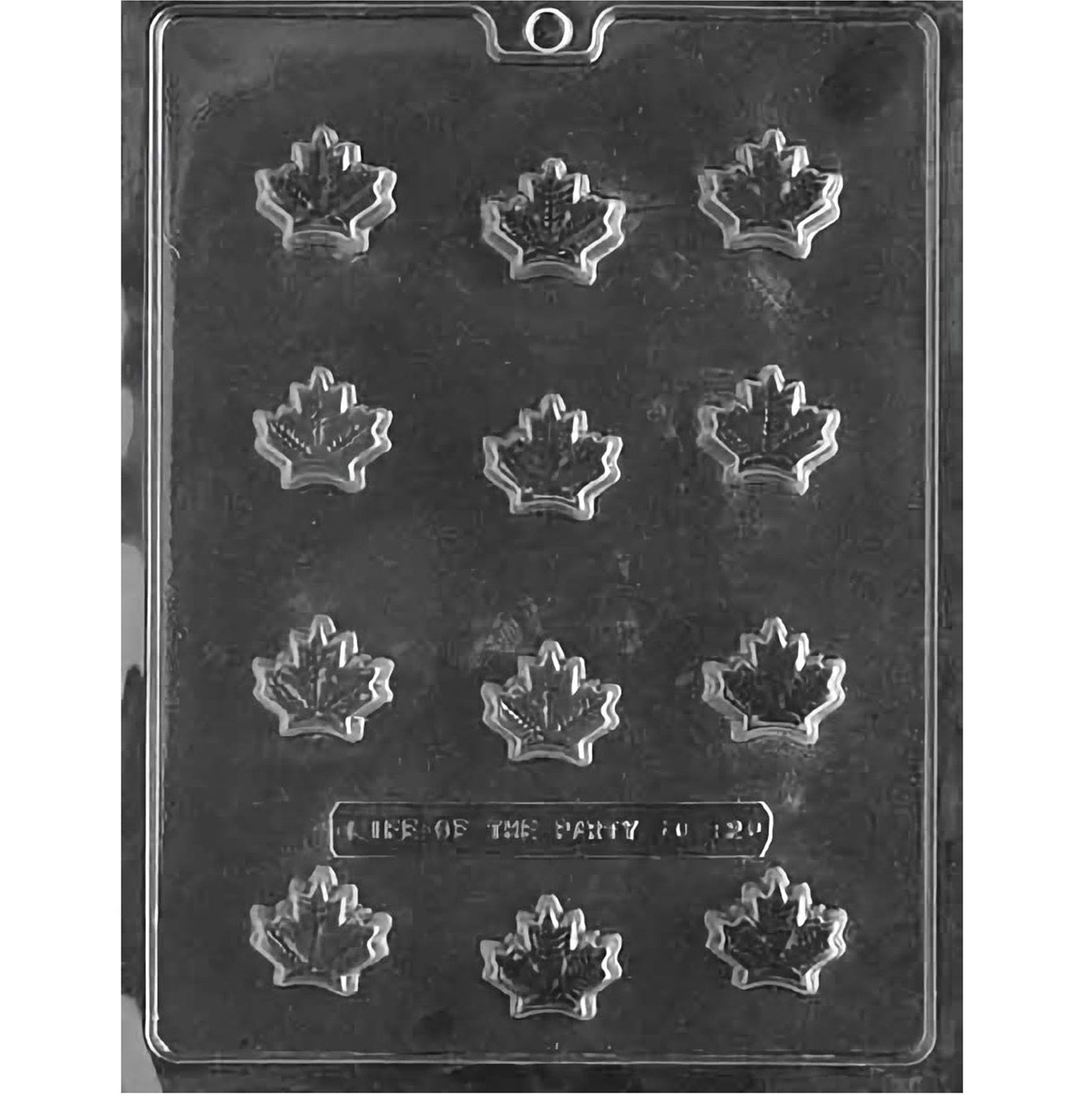 Chocolate mold with detailed small maple leaf cavities for creating autumn-themed confections