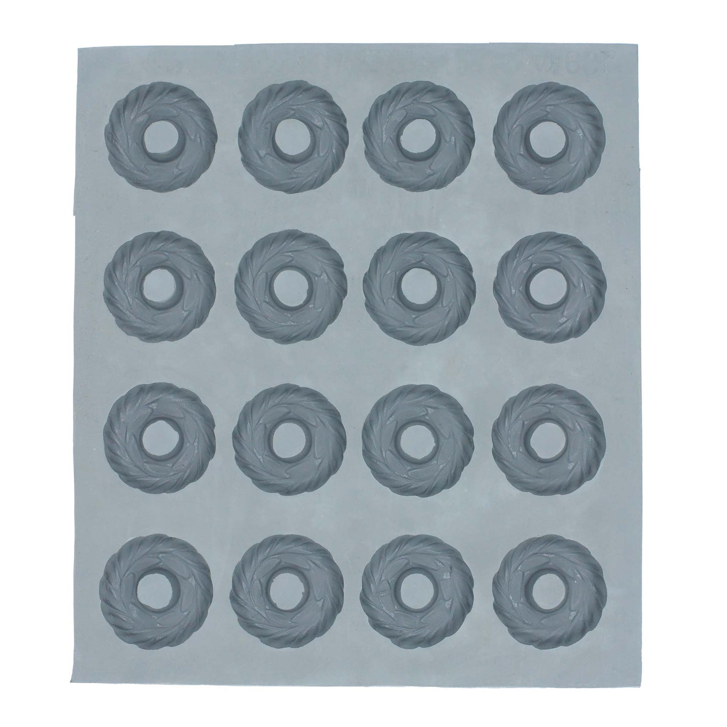 Full sheet of small Christmas wreath rubber mint molds, ideal for holiday candy making and festive mint designs