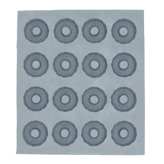 Full sheet of small Christmas wreath rubber mint molds, ideal for holiday candy making and festive mint designs