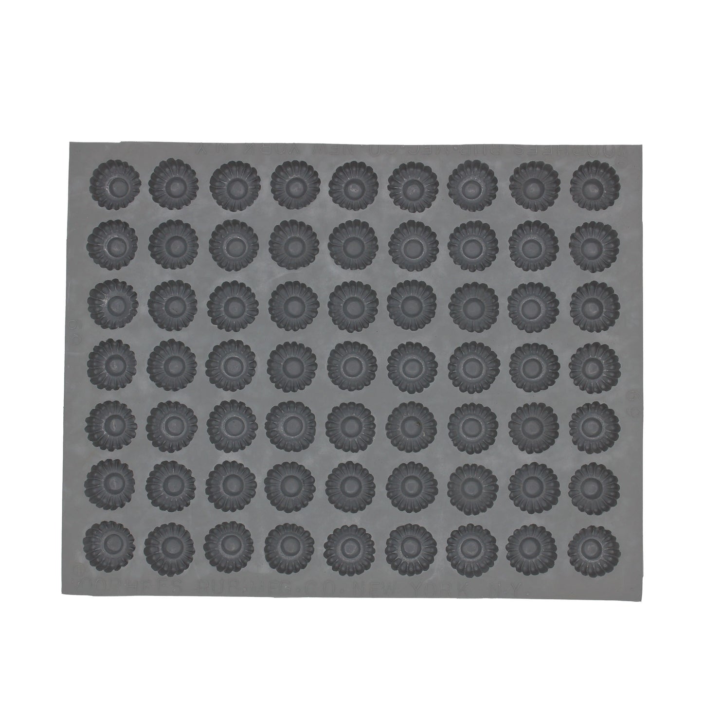 Full sheet of the Small Daisy Rubber Mint Molds featuring 63 daisy-shaped cavities for crafting detailed mini candies or cream cheese mints.
