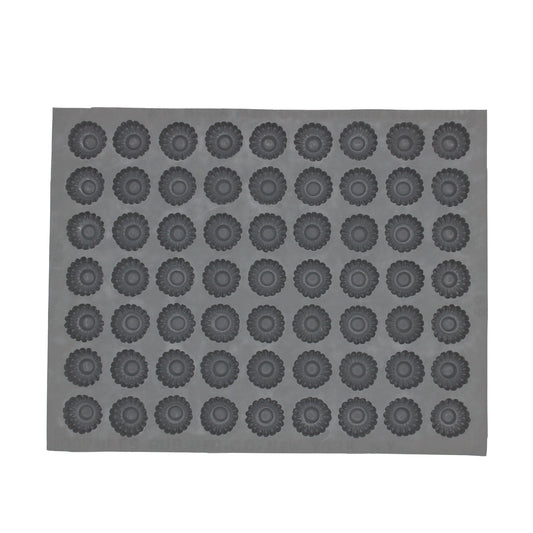 Full sheet of the Small Daisy Rubber Mint Molds featuring 63 daisy-shaped cavities for crafting detailed mini candies or cream cheese mints.