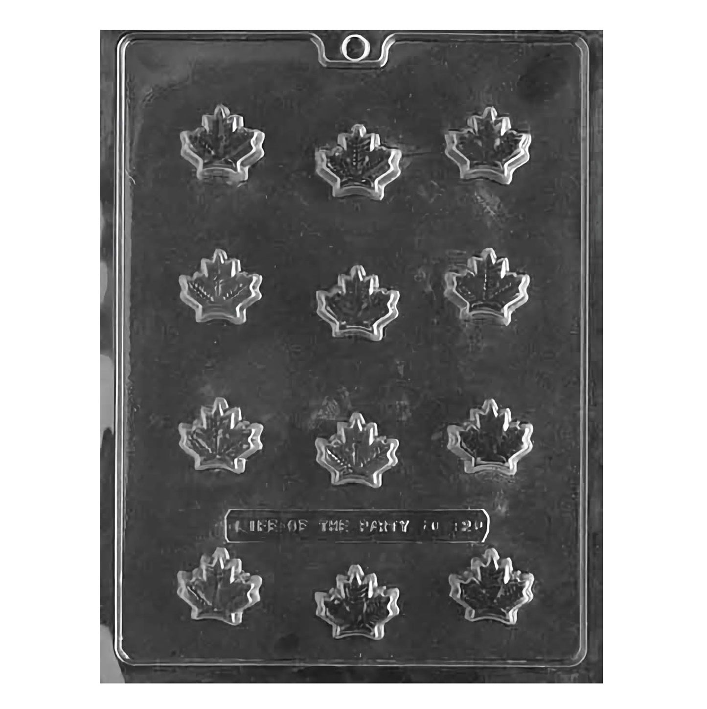Chocolate mold with detailed small maple leaf cavities for creating autumn-themed confections