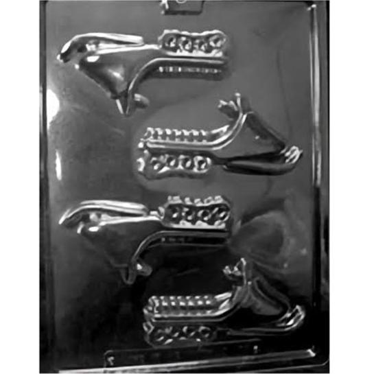 A detailed chocolate mold in the shape of a snowmobile, perfect for crafting winter-themed confections or as a unique gift for snowmobile enthusiasts.