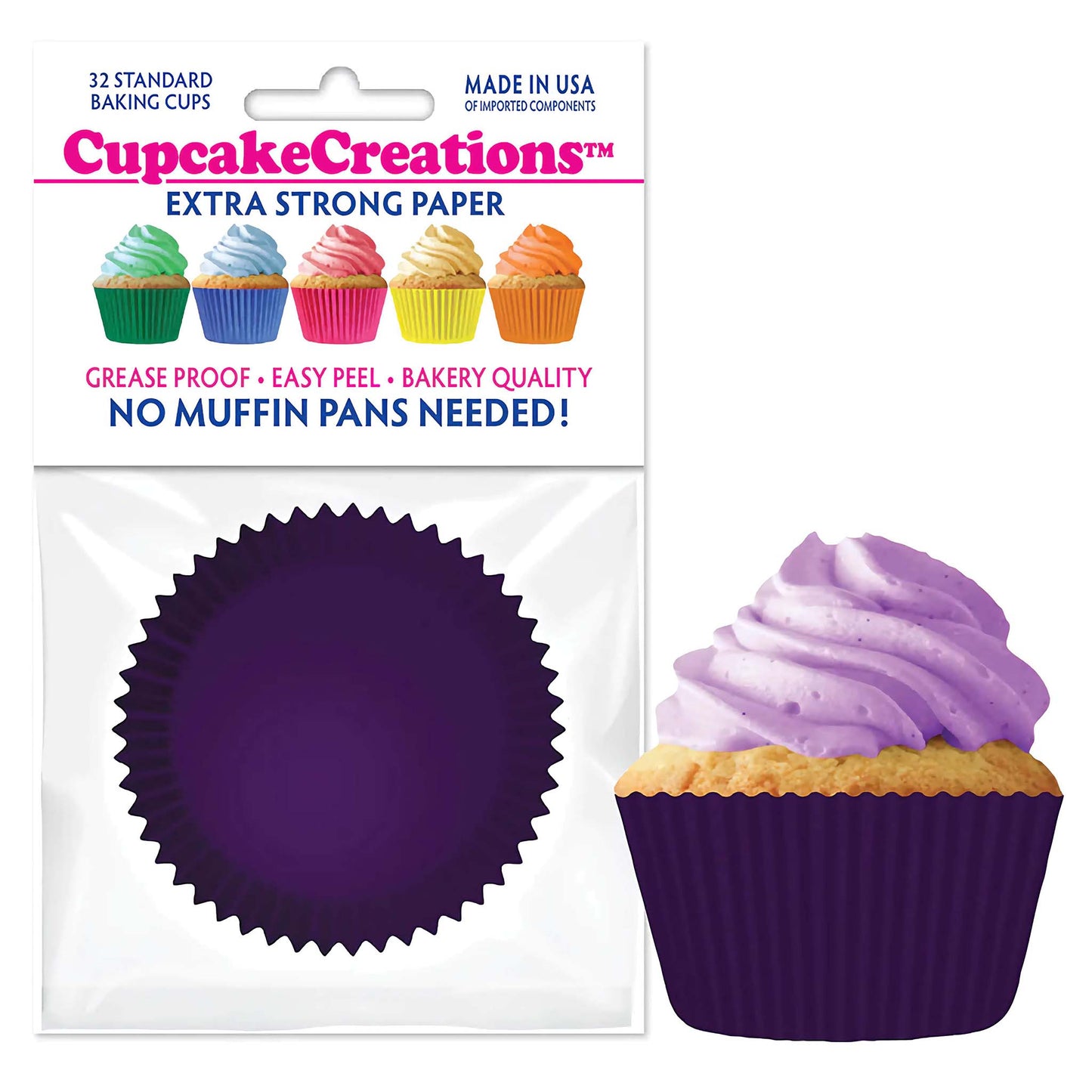 Solid Plum Colored Standard No Pan Baking Cups