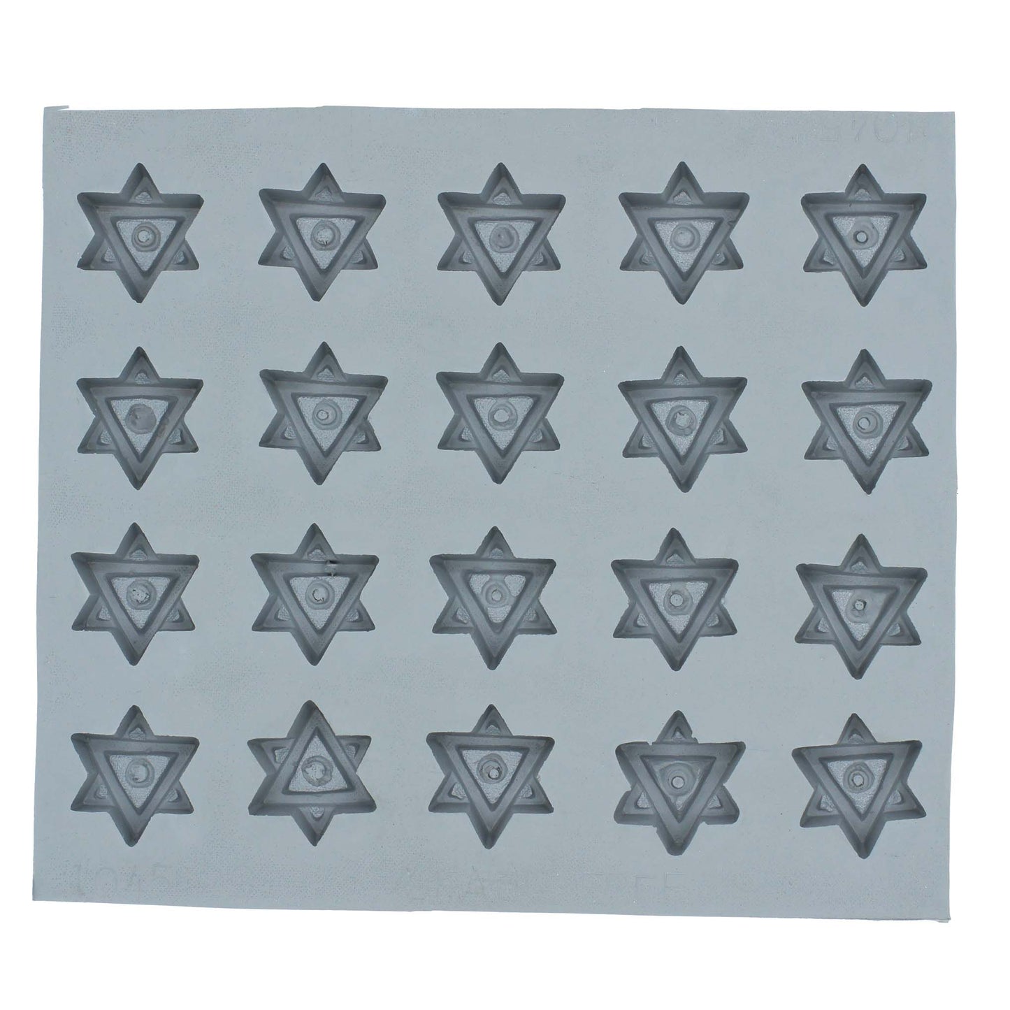 Full sheet of Star of David rubber mint molds with 20 cavities for cream cheese mints or candies