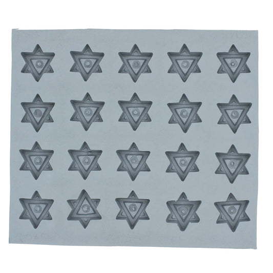 Full sheet of Star of David rubber mint molds with 20 cavities for cream cheese mints or candies