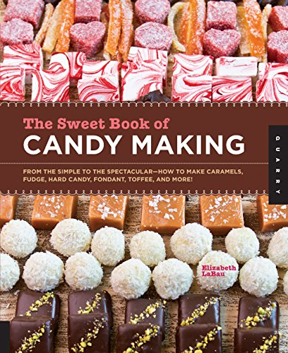 Cover of "The Sweet Book of Candy Making" by Elizabeth LaBau, featuring an assortment of homemade candies including truffles, caramels, toffee, and marshmallows.