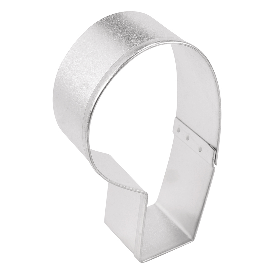 Angled side view of the number 9 cookie cutter, highlighting its sturdy construction and sharp edges.