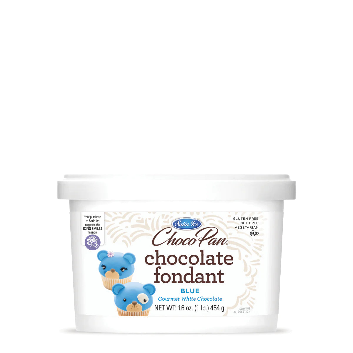 Blue Colored and White Chocolate Flavored Fondant in a 1 Pound Container