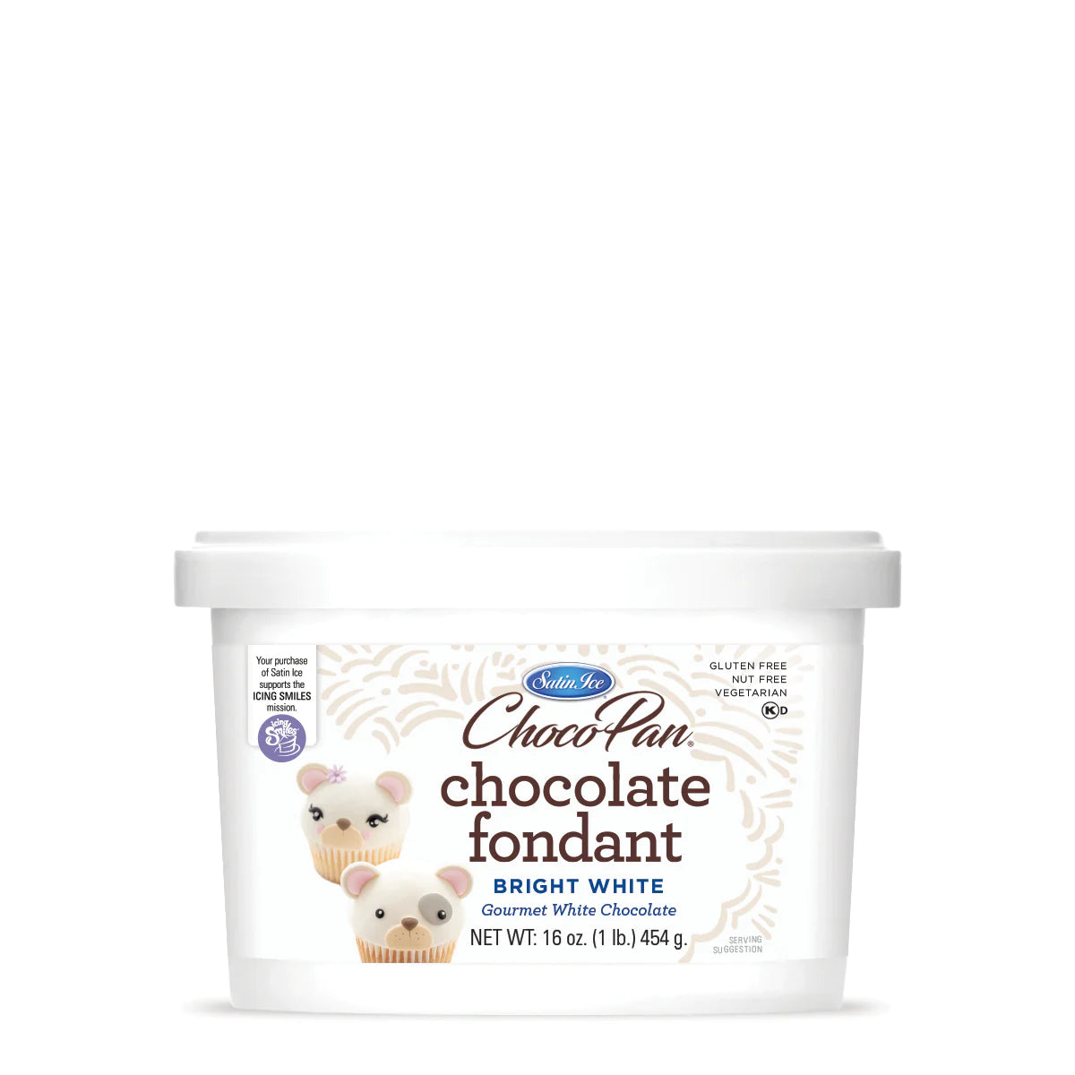 Bright White Colored and White Chocolate Flavored Fondant in a 1 Pound Container