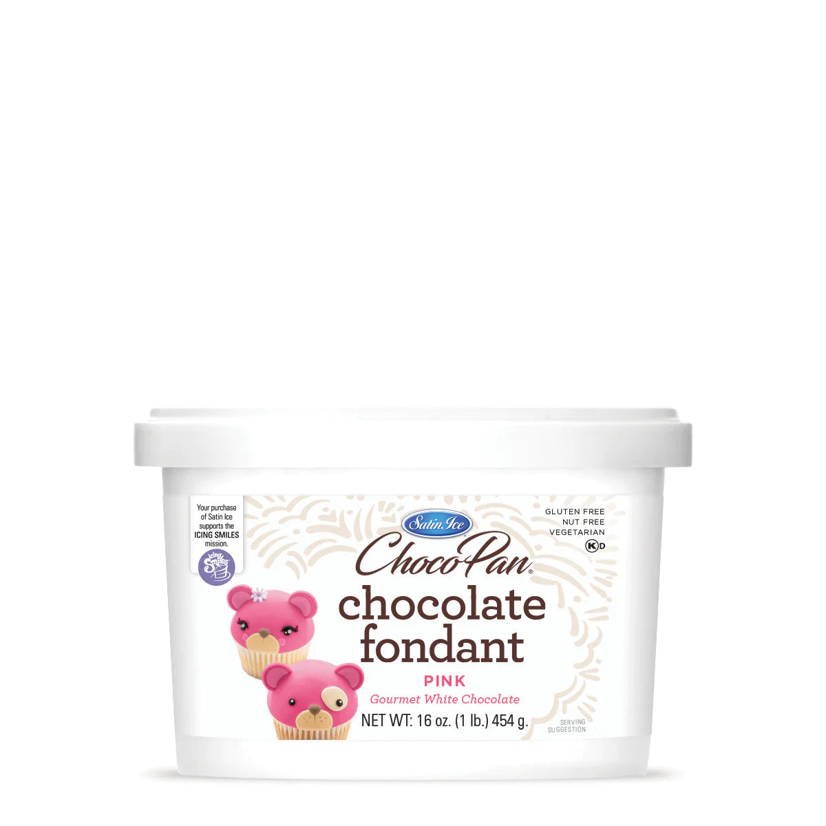 Pink Colored and White Chocolate Flavored Fondant in a 1 Pound Container