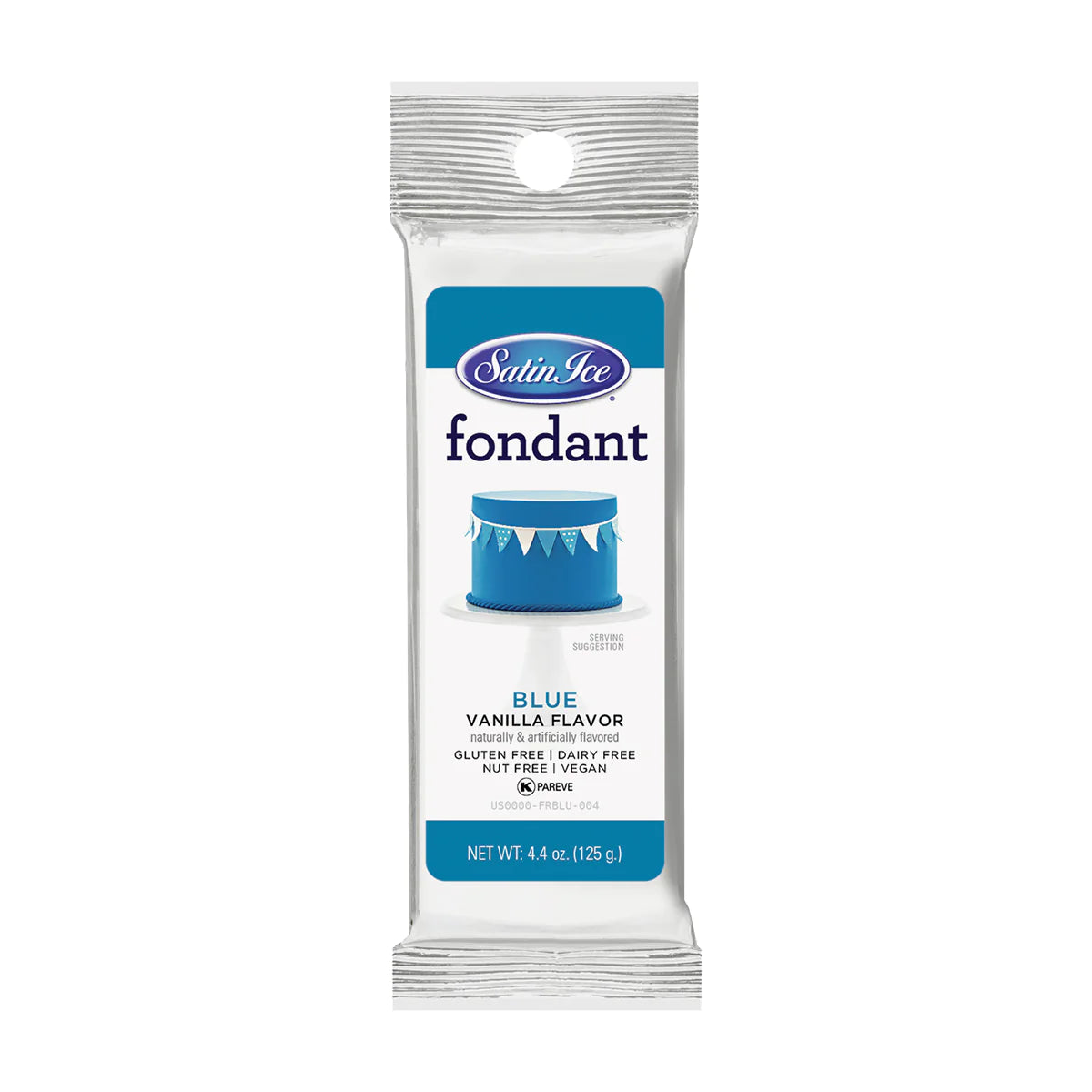 Blue Colored and Vanilla Flavored Fondant in a 4.4 Ounce Foil Pouch