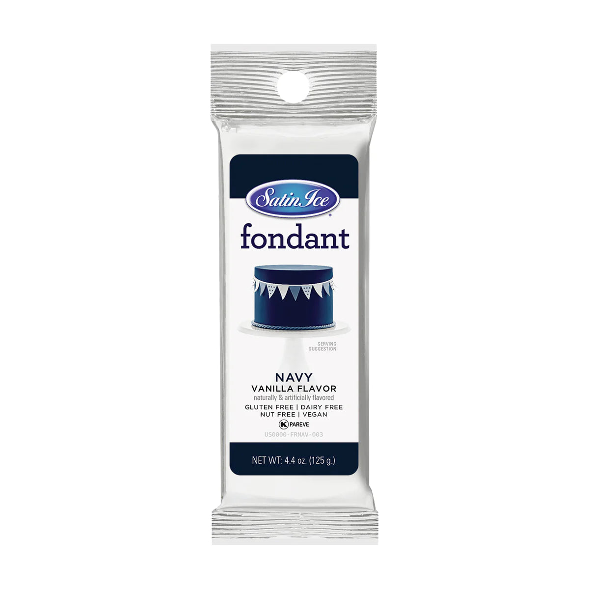 Navy Colored and Vanilla Flavored Fondant in a 4.4 Ounce Foil Pouch