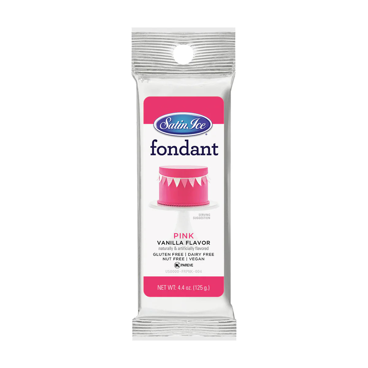 Pink Colored and Vanilla Flavored Fondant in a 4.4 Ounce Foil Pouch