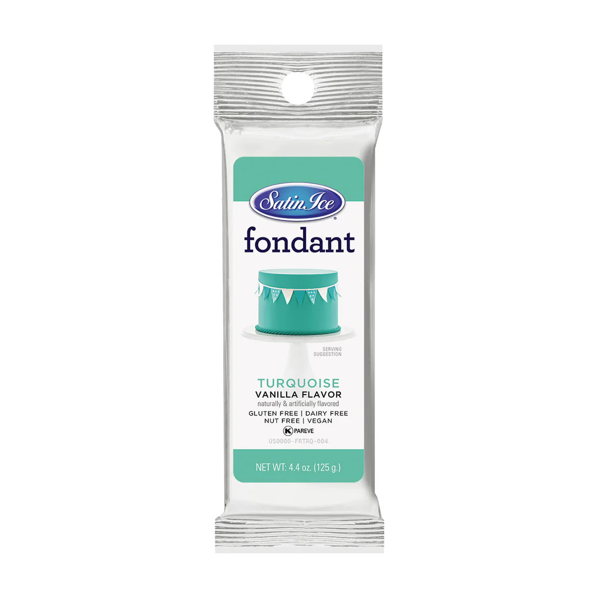 Turquoise Colored and Vanilla Flavored Fondant in a 4.4 Ounce Foil Pouch