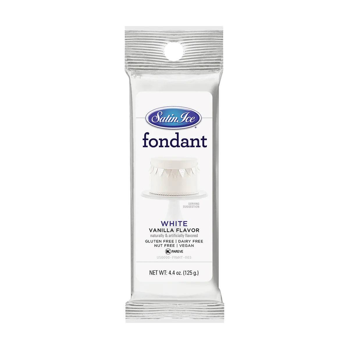 White Colored and Vanilla Flavored Fondant in a 4.4 Ounce Foil Pouch