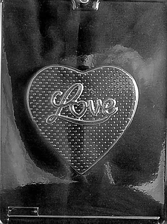 LOVE HEART chocolate mold with large heart-shaped cavity; clear mold.