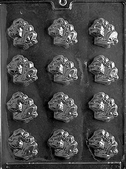 BS BELLS chocolate mold with small bell-shaped cavities.