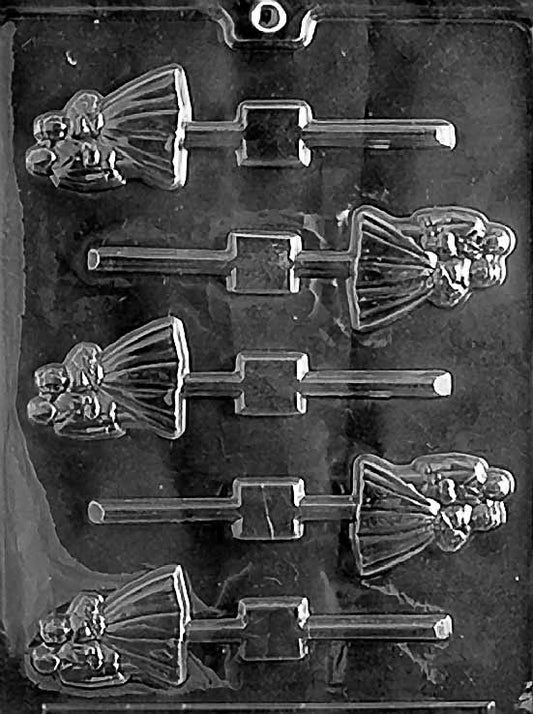 BRIDE & GROOM Lollipop chocolate mold; bride and groom lollipop.