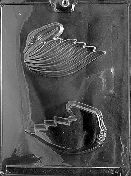 Swan Dessert Cup mold W045, chocolate cup with swan neck and wings forming elegant sides; shallow fill cavity.