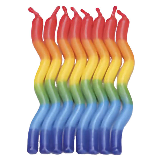 Wavy Birthday Candles - Tye Dye Colors 8/pkg