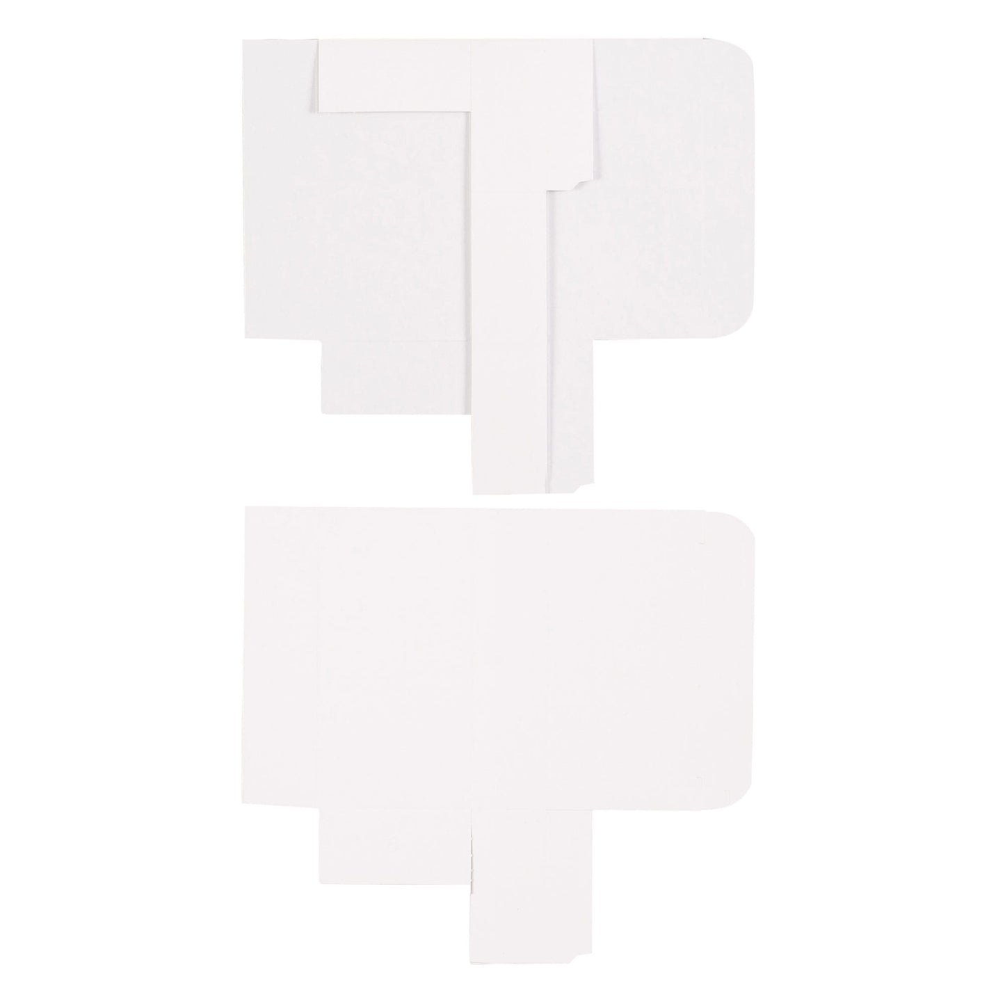 Flat layout of white 1/4 lb candy box before assembly, showing foldable one-piece design for quick setup.