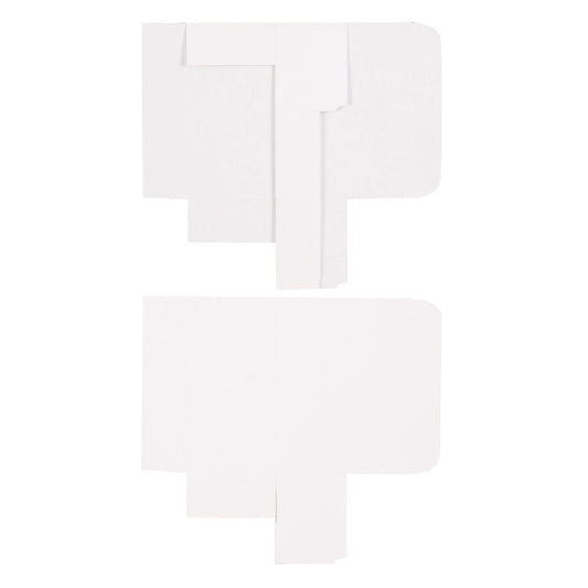 Flat layout of white 1/4 lb candy box before assembly, showing foldable one-piece design for quick setup.