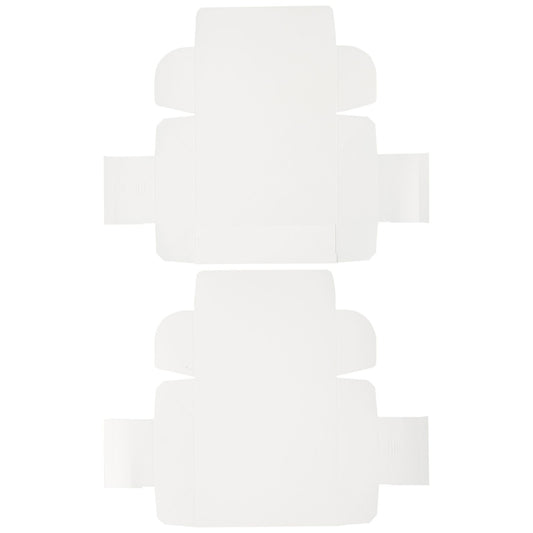 Flat layout of a white 1 lb candy box before assembly, showing the quick-fold design for easy setup and packaging.