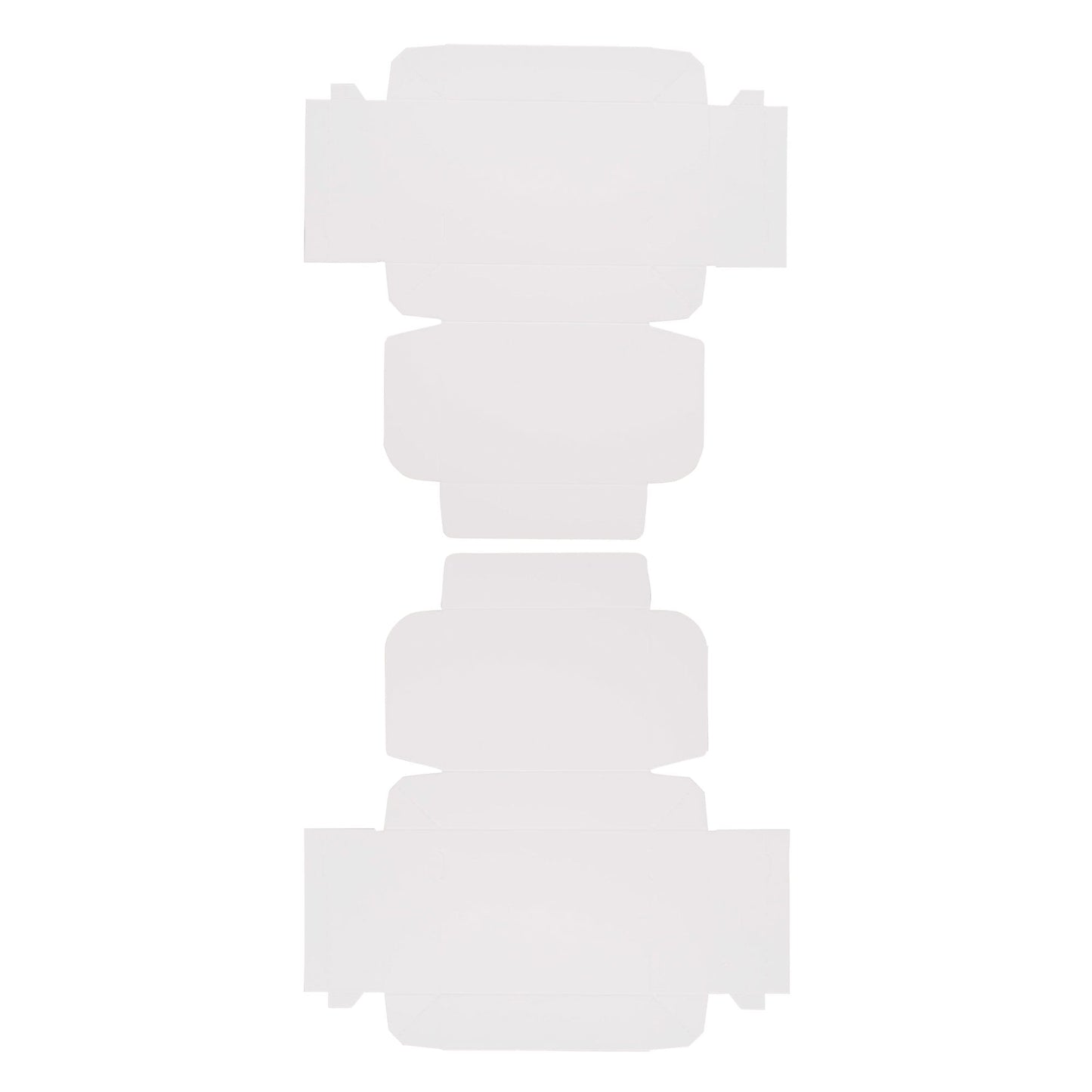 Flat layout of white candy box before assembly, showing the quick-fold design for easy setup.