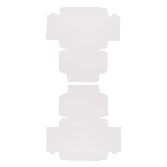 Flat layout of white candy box before assembly, showing the quick-fold design for easy setup.