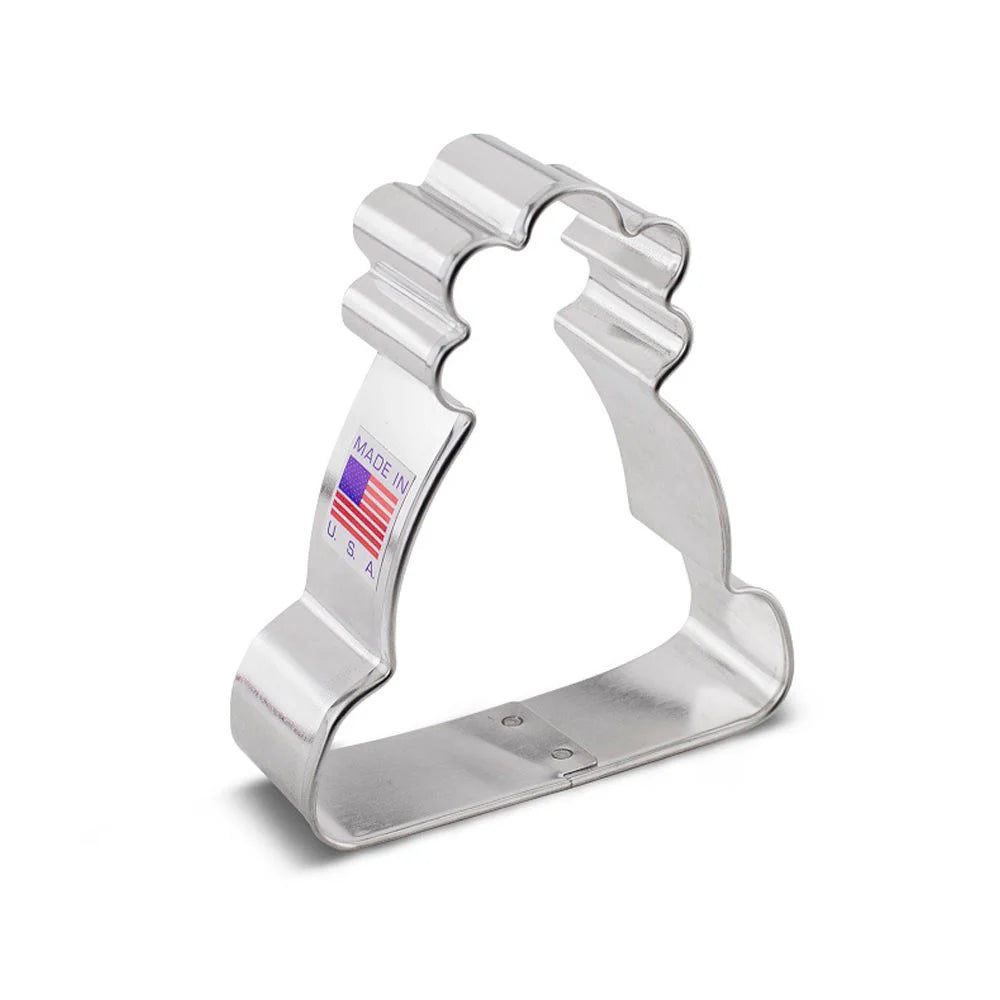 Ann Clark 3 3/4" Winter Hat Cookie Cutter made of metal with a “Made in USA” label, shown on white background.