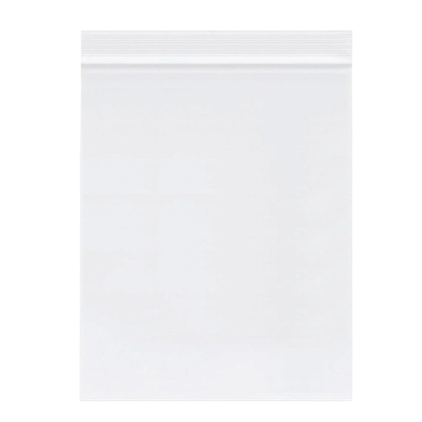 Clear 5 x 8 inch resealable zip top bag shown flat on a white background, with a horizontal zipper seal at the top.