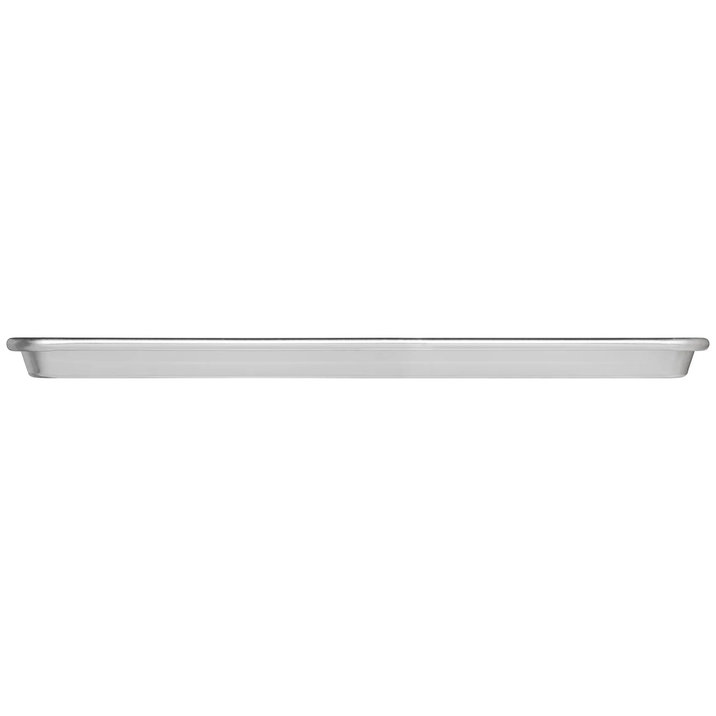 Side profile of aluminum quarter sheet pan showing its 1-inch depth